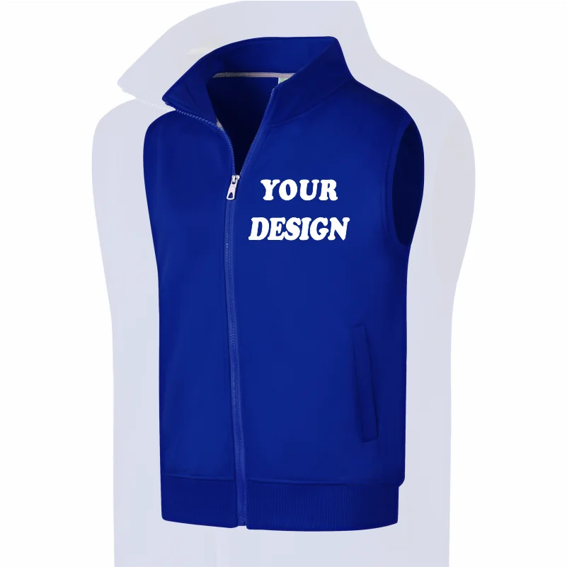 Chaleco de invierno Chaqueta de color sólido sin mangas Chaleco de forro polar Estilo de pareja bordado personalizado LOGO