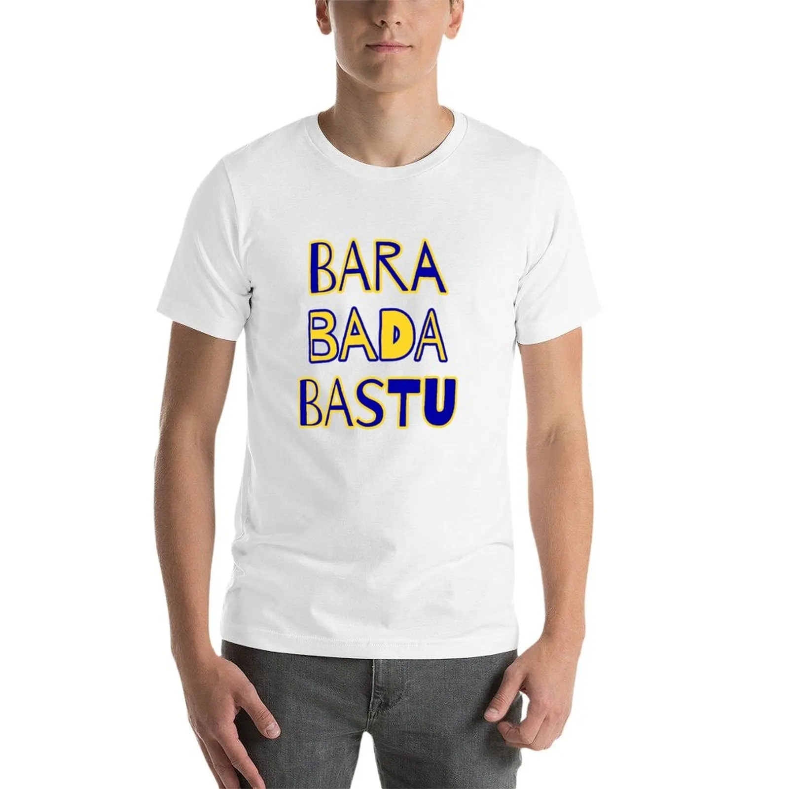 تي شيرت Bara bada Bastu للرجال تي شيرت قطن 100% تي شيرت مطبوع حسب الطلب
