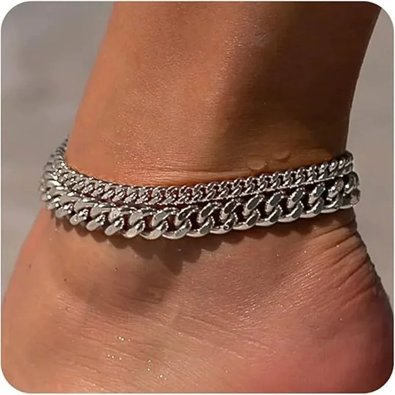 2Pcs/set Fine Sexy Anklet Cheville Barefoot Sandals Foot Jewelry Leg Chain Link Foot Pulsera Tobillo for Women
