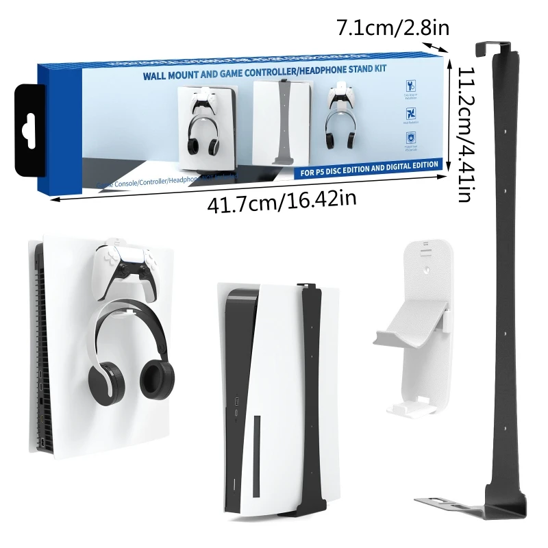 2pcs/set Controller Stand Holder + Wall Mount Bracket Storage Rack Gaming Accessories Compatible with Switch & PS5 & PS4