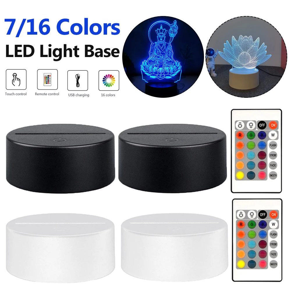 1/5pcs Acrylic Light Board Base 7/16 Colors Touch/Remote Control Decorative Light Display Stand LED Lamp Base for Acrylic Resin