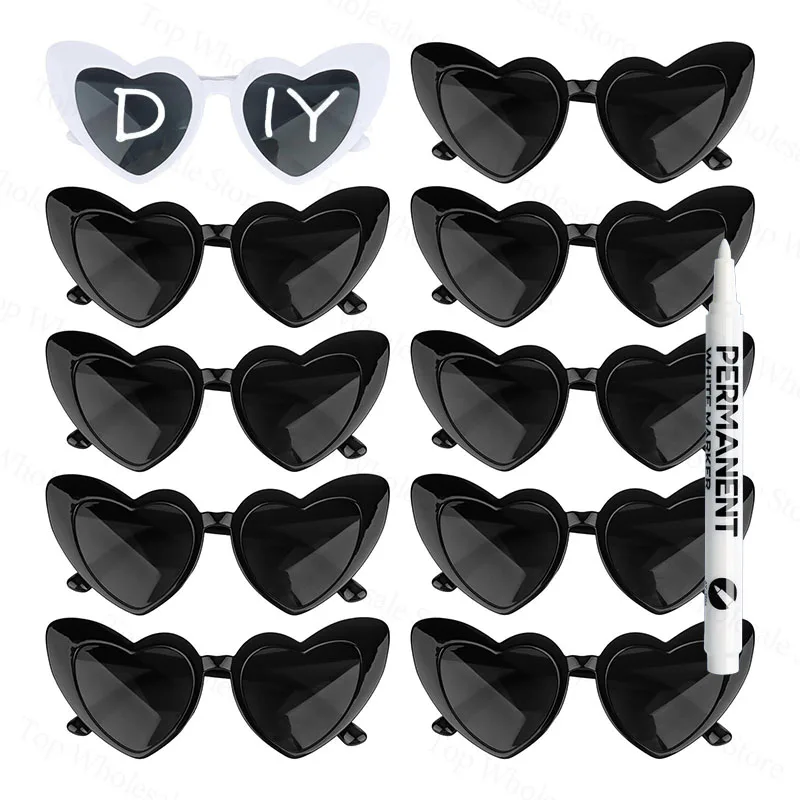 12-100 Pcs Wedding Personalized Sunglasses Bulk Custom Sunglasses with Paint Pens for Adult DIY Birthday Wedding Party Favors image 3