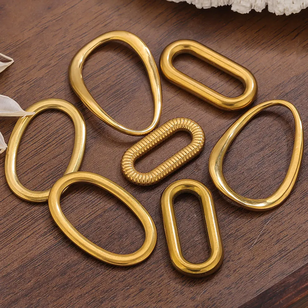 5PCS Stainless Steel Connectors Gold Color Irregular Earrings Supplies Bezel Blank Charms for DIY Jewelry Making Accessories image 2