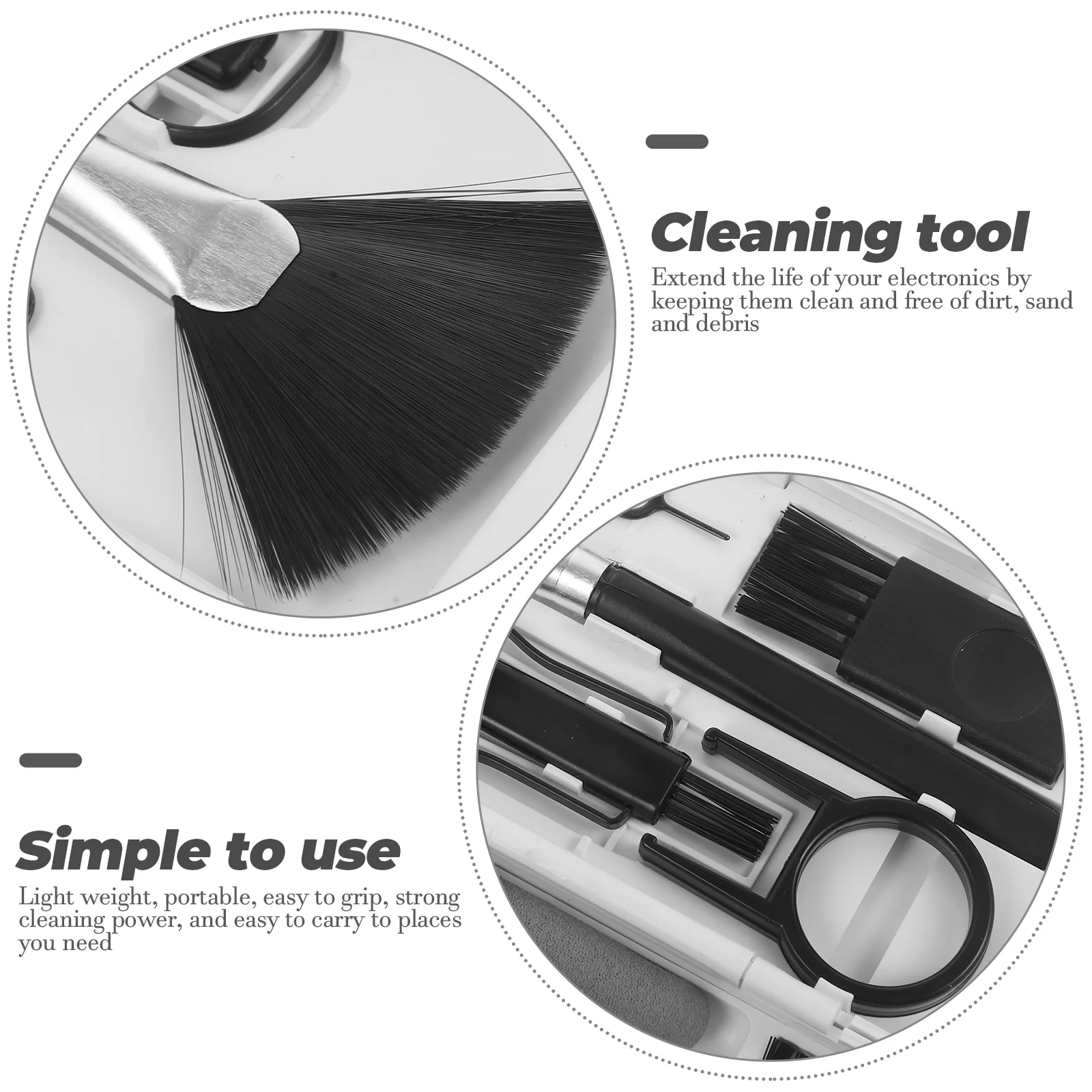 

1 set 1 Headphone Tools Earphone Cleaner Kit Portable Electronics Cleaning Brush Set For Keyboard Camera Laptop Home Office Use