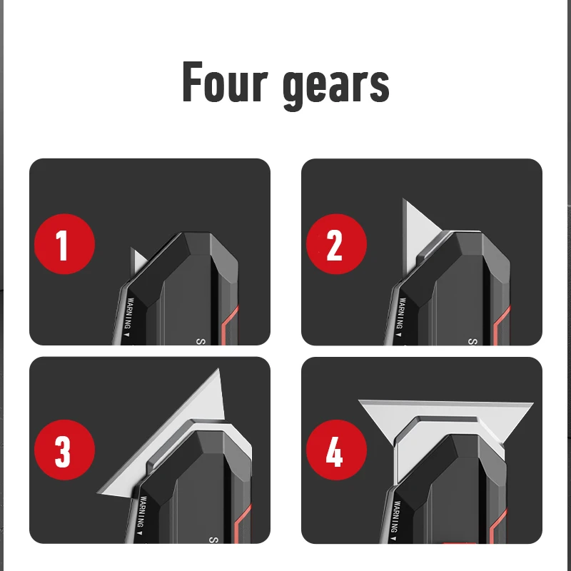 Cuchillo de utilidad Industrial de 4 modos, hoja reemplazable de acero al carbono, cortador de papel de acero inoxidable, suministros para
