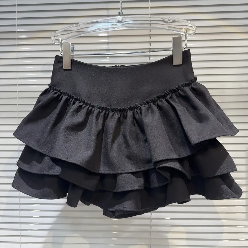 Tiered Ruffled Mini Skirt High Waist Layered Flowy Chiffon Short Skirt Summer Spring Women Soft-Girl 2025 Outfit