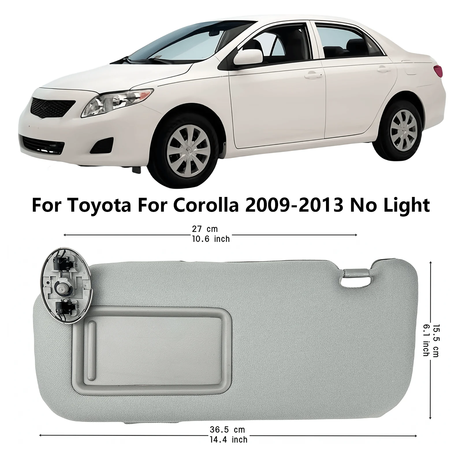 Sun Visor Fit for Toyota Corolla 2009 2010 2011 2012 2013 Replace 74320-02711-E0