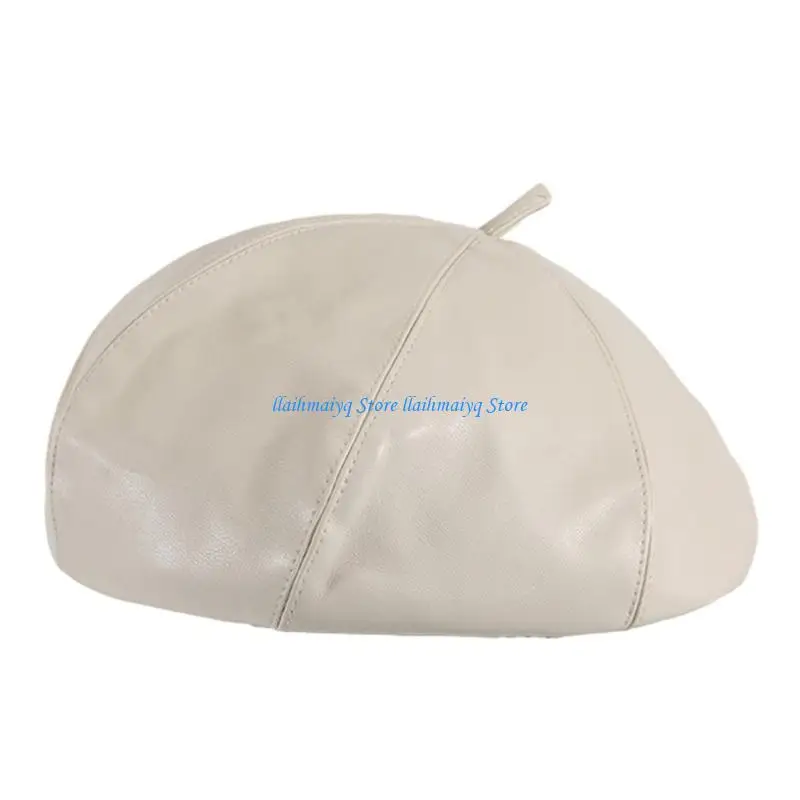 573B موضة بولي Leather الجلود قبعة البيريه الفتيات الربيع الصيف قبعة البيريه يندبروف قبعة قبعة عطلة أغطية الرأس Sunproof غطاء #1