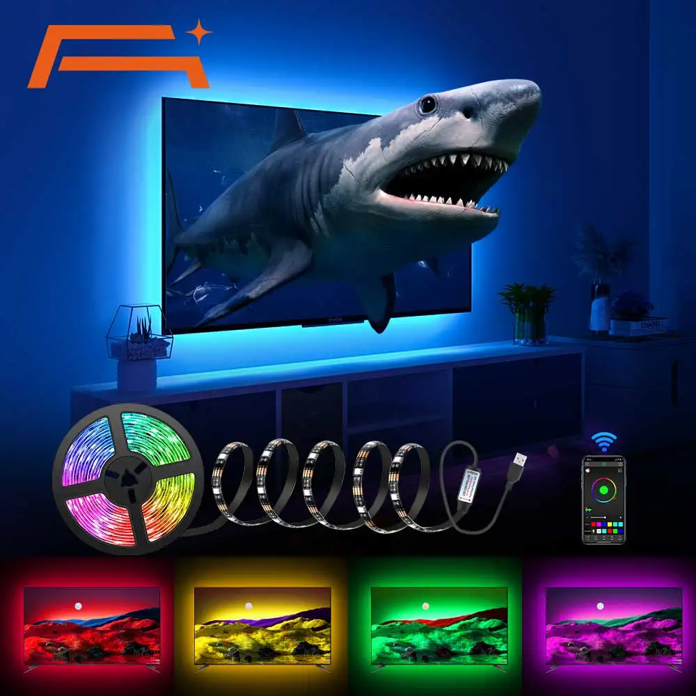 A+ RGB 5050 Led Strip Light Bluetooth App Control 5V USB Led Tape Flexible Ribbon Diode Tape for TV Backlight Room Decoration