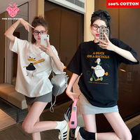 Cute Duck Women's Print T-shirt Summer New high quality 100%Cotton Short Sleeve T-shirt Loose Casual Top kawaii Female Clothing