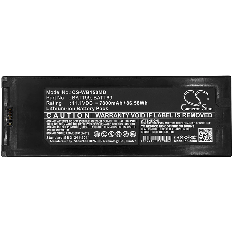 Cameron Sino 7800mAh Battery For Welch-Allyn Connex Spot Vital Signs 7400 7500 Connex 6000 Vital Signs Monitor CP150 EKG