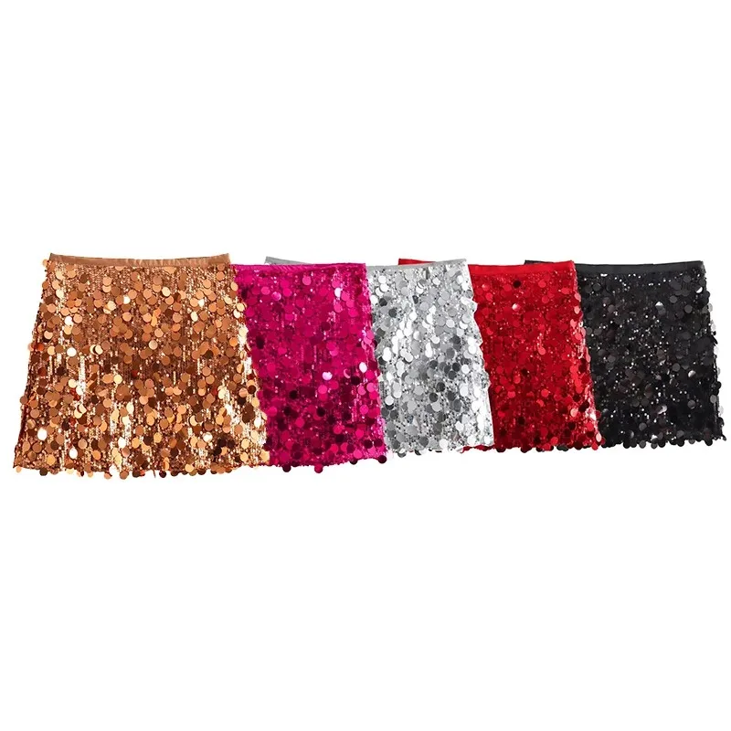 

SMVP, весенне-летняя женская модная мини-юбка с блестками и однотонной боковой молнией, винтажная женская юбка с высокой талией, шикарные женские юбки