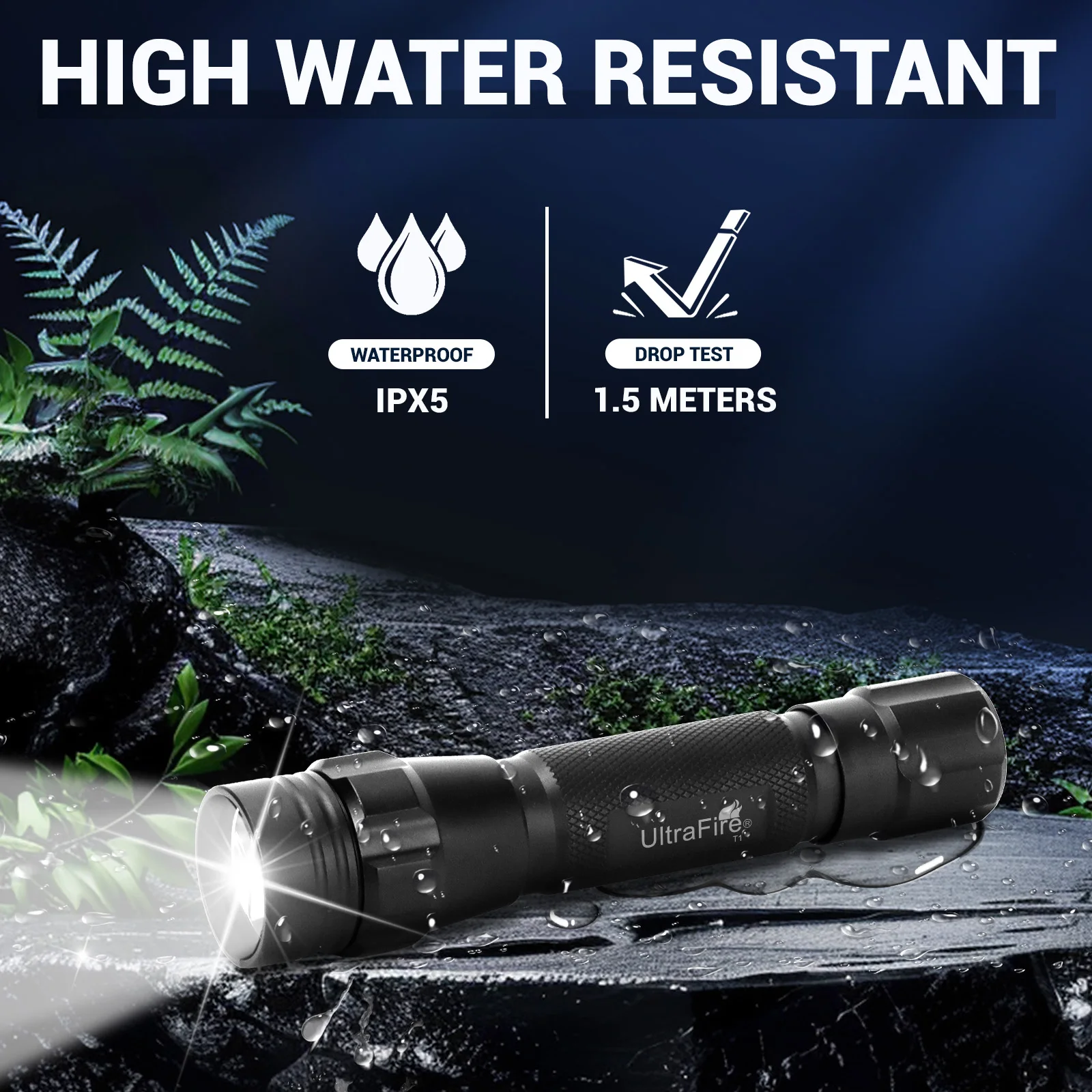 UltraFire T1 Army Tactical Flashlight 18650 High Power Led Rechargeable Lamp Portable Military Torch Light for Outdoor Lighting