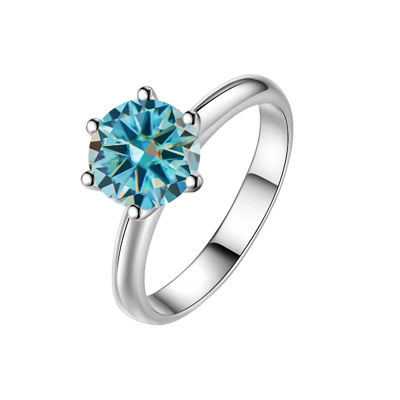 Solid 925 Sterling Silver Ring with Real D Color VVS Moissanite Stone Fine Jewelry for Women Wedding Engagement Finger Rings 2