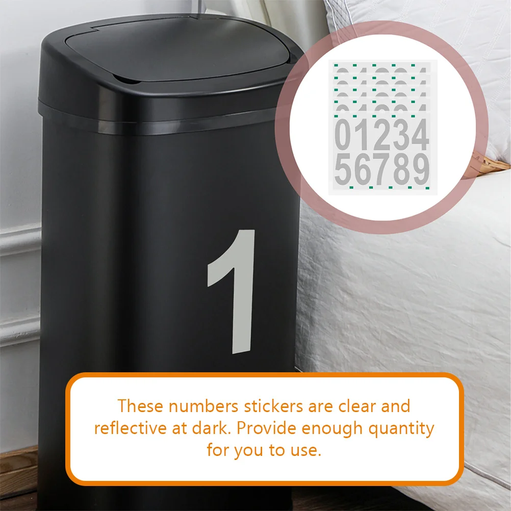 

6 Sheets Wheel Recycling Bin Stickers Outdoor Use Adhesive Numbers for Bins Water Proof Reflective Vinyl