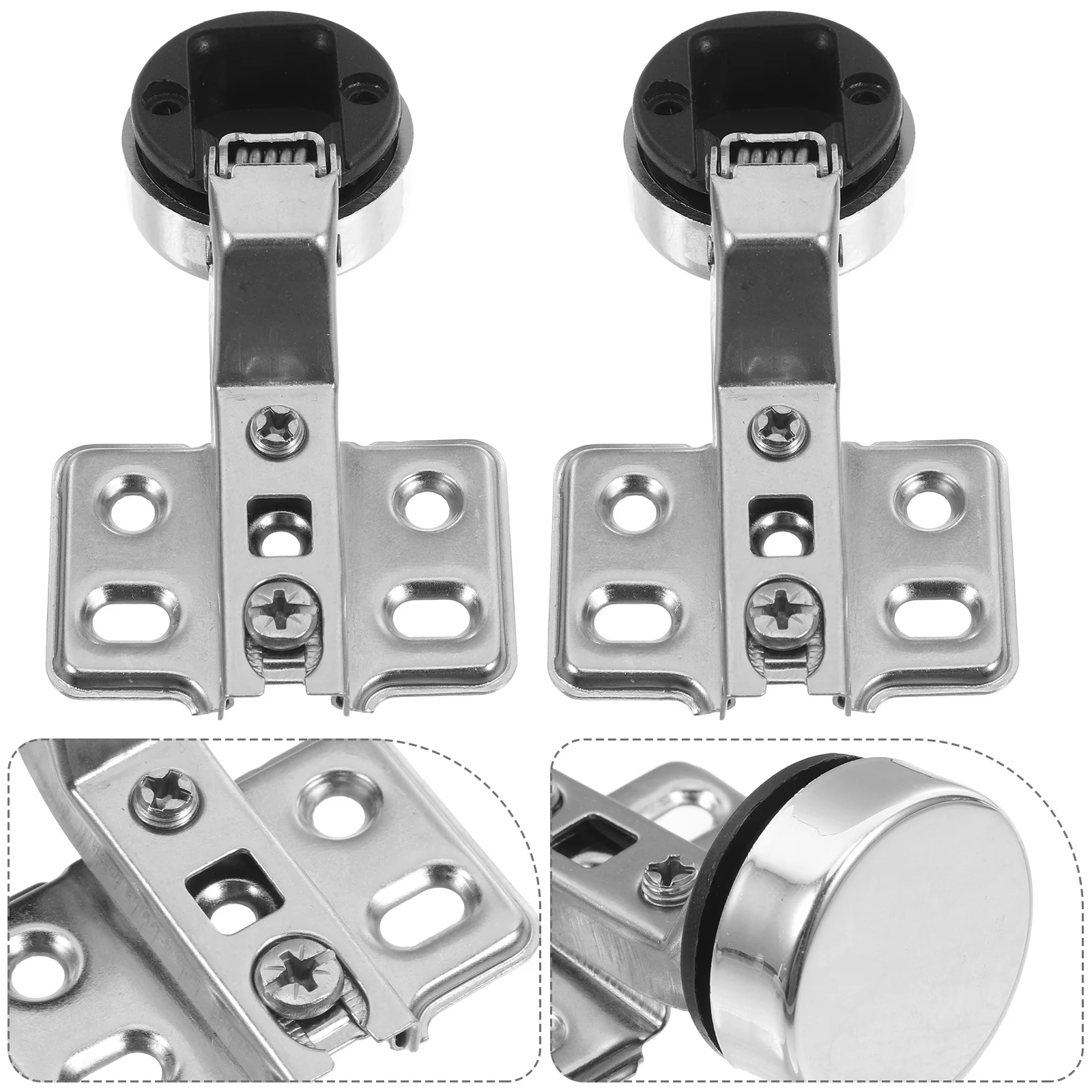 

2Pcs Kitchen Cabinet Door Hinges Stainless Steel Soft Close Cabinet Damper Hinges Frameless Quiet Hydraulic Damping
