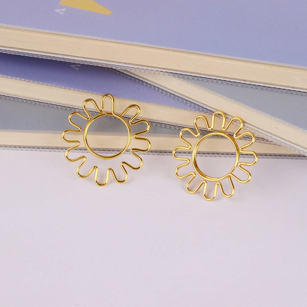 8Pcs Sunflower Shape Paper Clips Gold Creative Clips for Office School Bookmark Notebook Scrapbook Notepad Marker