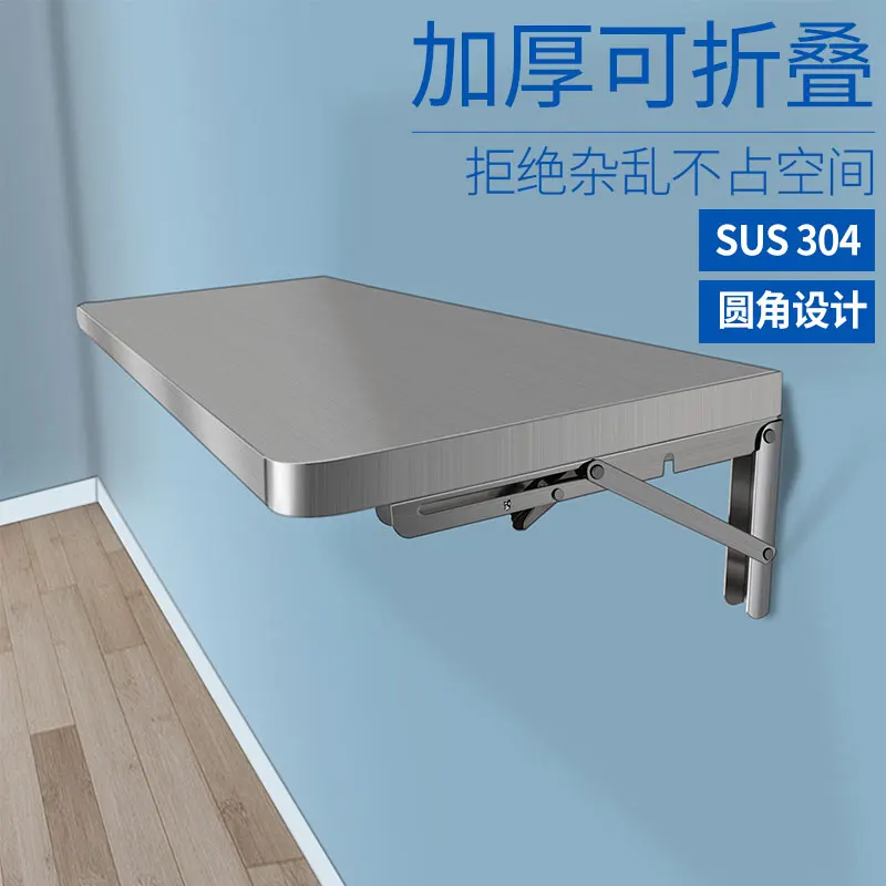 Rounded corner folding table 304 stainless steel custom wall wall hanging load-bearing shelves restaurant kitchen household