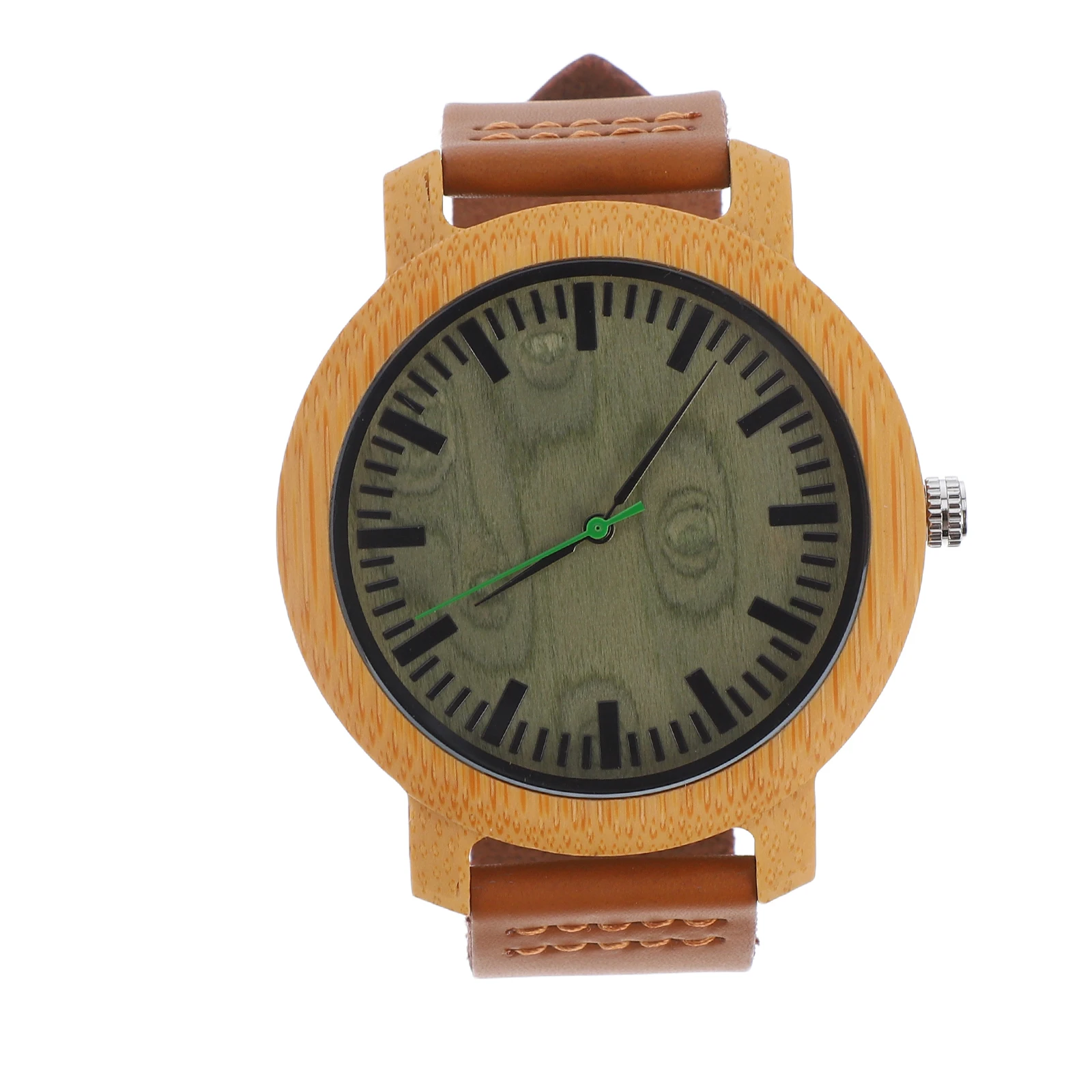 

Promotion Business Gifts Mens Handmade Bamboo Quartz Movement Genuine Leather Strap Verawood Watch