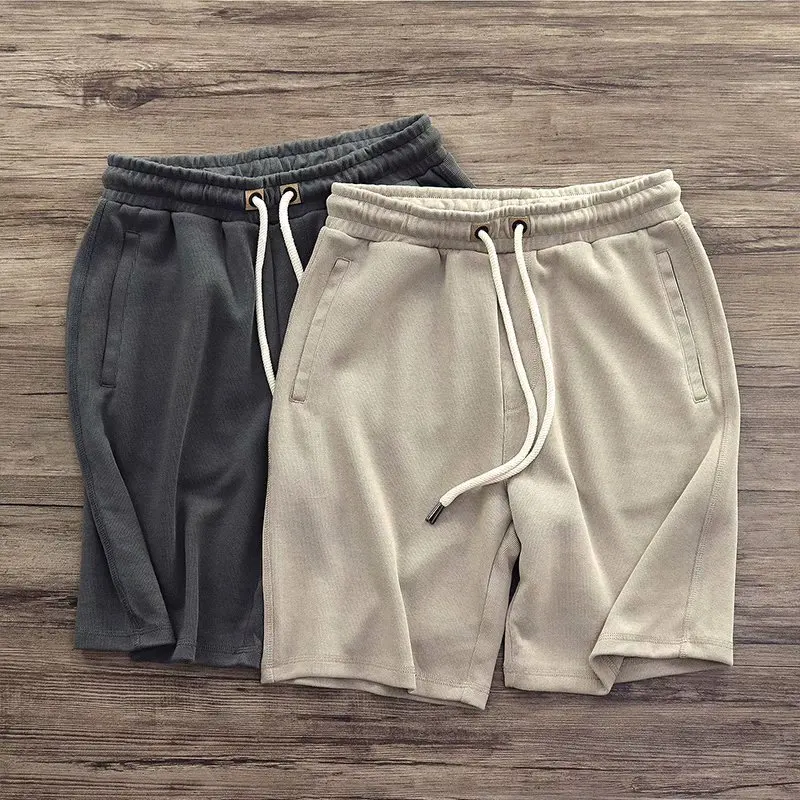 Knitted Shorts for Men Japanese Cotton Elastic Waist Short Pants Summer Breathable Sports Loose Jogging Shorts Man Sweat Shorts