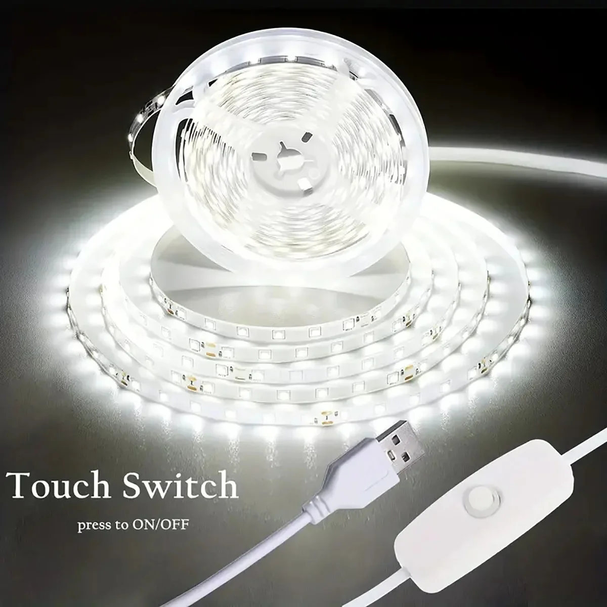 5V USB White Led Strip Light For TV Backlight On-line Switch Living Room Halloween Christmas Wedding Decor Travel Camping Party