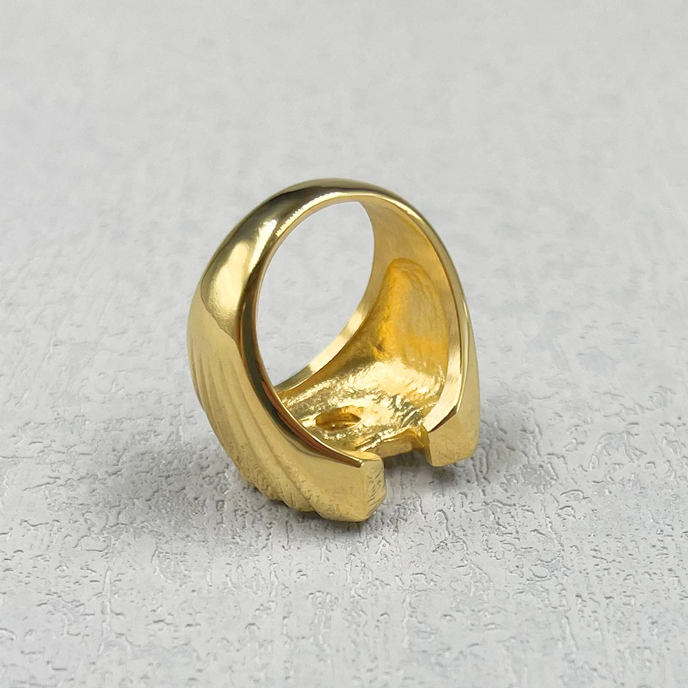 316L stainless steel gold color Jockey Club horseshoe men\'s ring with rhinestone horse high quality jewelry