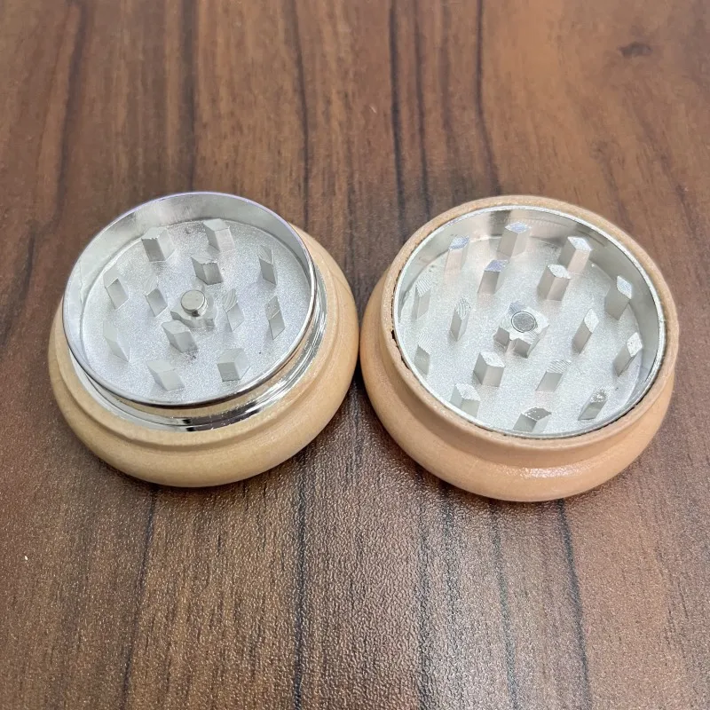 2 Layers Wood+Zinc Alloy Herb Grinder Round Wooden Metal Crusher for Kitchen Supplies Smoking Accessories