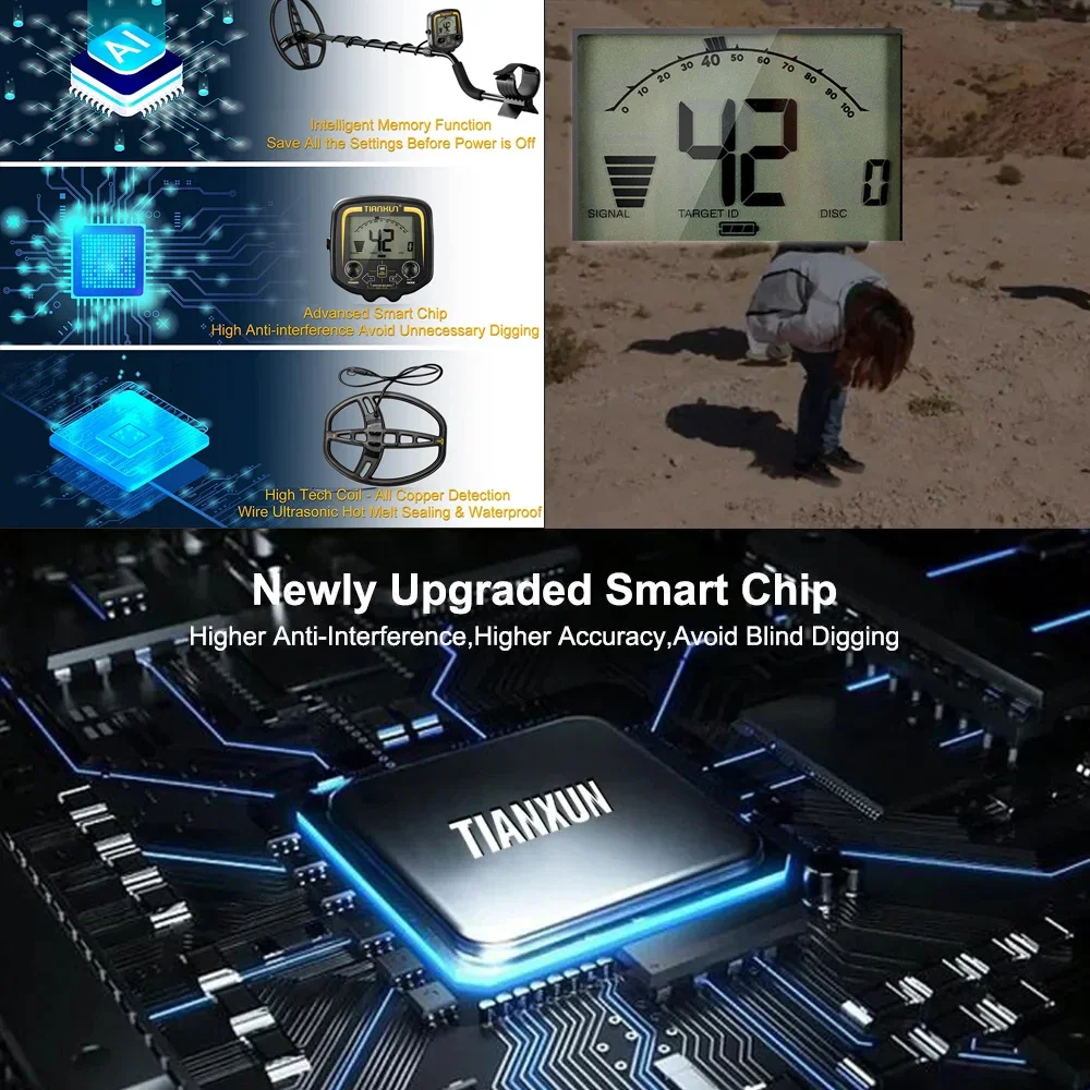 Professional TX-850 Gold Metal Detector High Performance Underground Treasure Hunter TX850 LCD Screen Display Super Stable Modes