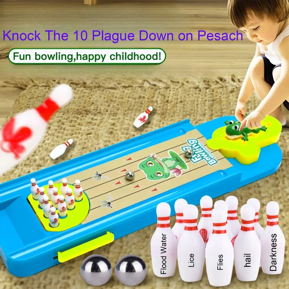 Top 10 disasters during the Passover, Jewish Pesach Kids' Favorite Desktop Bowling Game, Purim featuring Cute Frog Launcher Toy