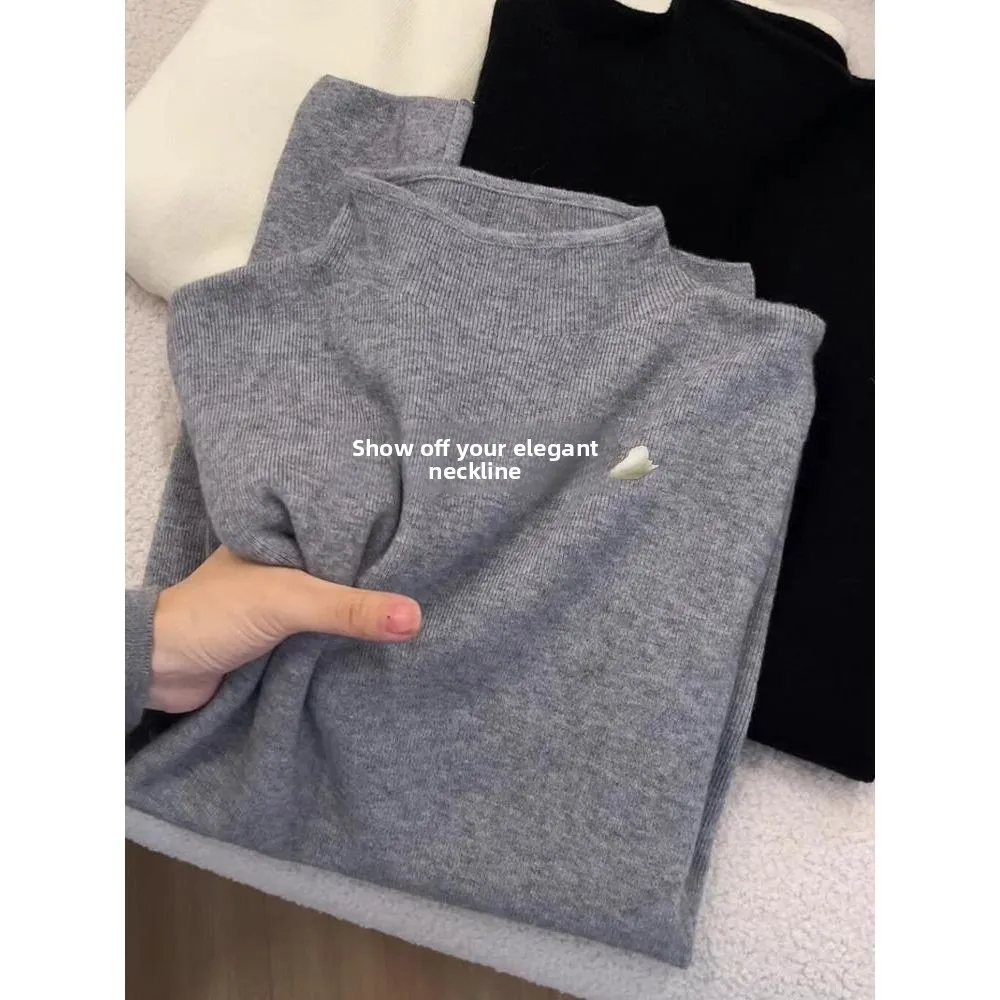 

Korean Style Soft Cozy Half High Neck Women's Knitwear Slim Fit Autumn Winter Pullover Base Layer Shirt Inner Wear Top