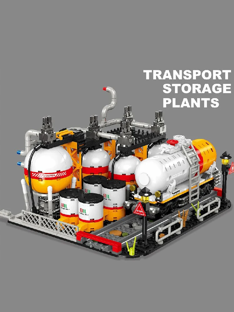 Moc engenharia de petróleo modular modelo de montagem de blocos de construção brinquedo, presente de aniversário para crianças e adultos, 666 peças