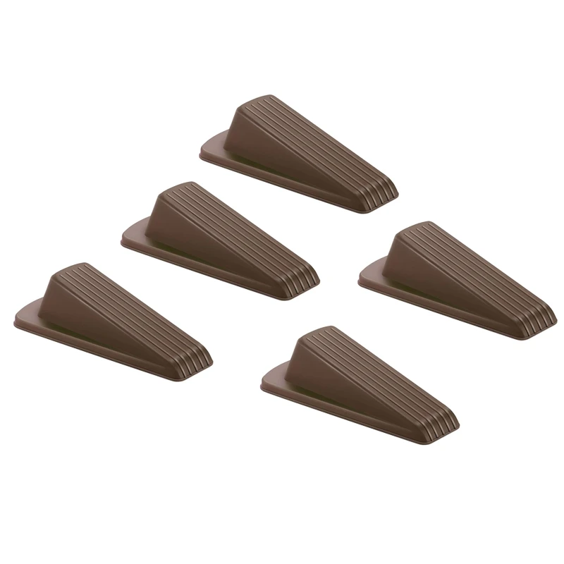 Door Stoppers For Floor Rubber Door Stop Wedge, Door Gaps And Prevent The Lock-Outs, Floor Sturdy Door Stop(5 Pcs, Brown