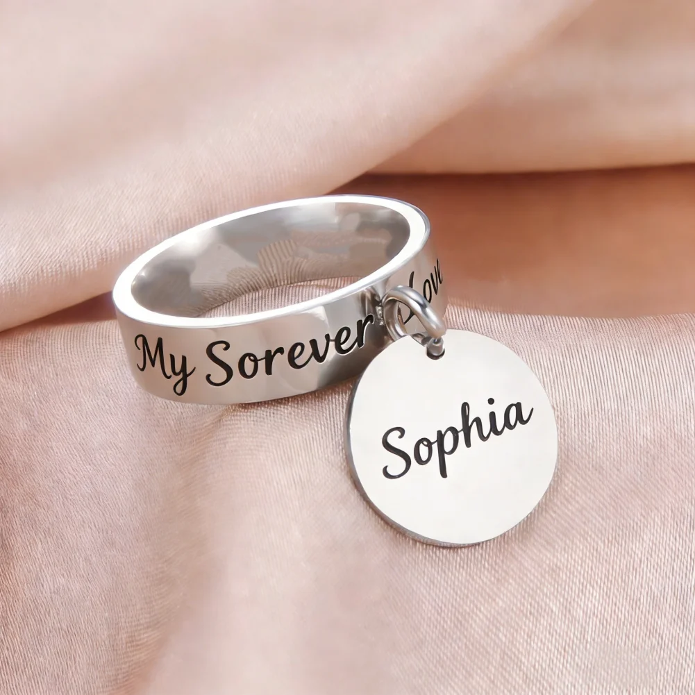Fashion Personalized Name Promise Ring Custom Engraved Stacking Ring Birthday Gift for Her Dainty Jewelry Gift for Women Girls