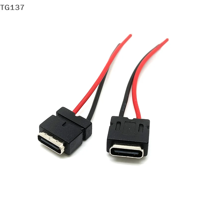 1Pcs USB Type C Waterproof Connector Welding Wire Female Socket High Current Fast Charging Type -c Port Charging Interface Jack