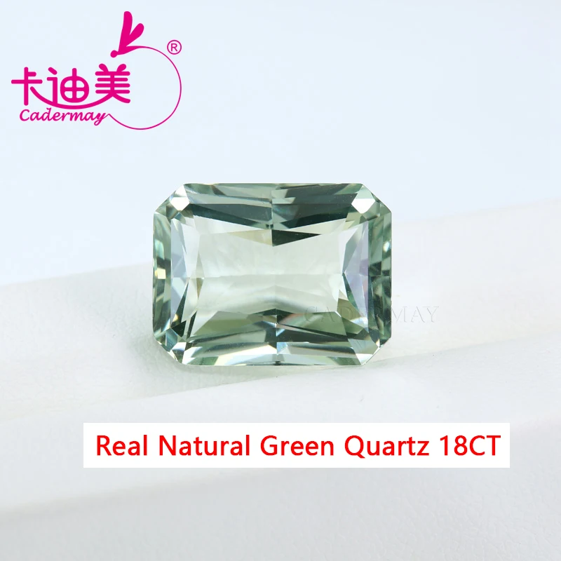 CADERMAY Rectangle Shape 100% Natural Green Quartz Loose Stone With GTC Certificate Beads For Jewelry Making