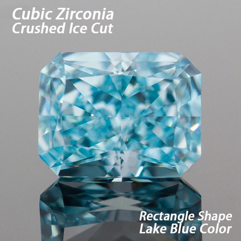 Cubic Zirconia Crushed Ice Cut Rectangle Shape Lake Blue Color Charms Stones Used for DIY Jewelry Making Inlay Main Materials