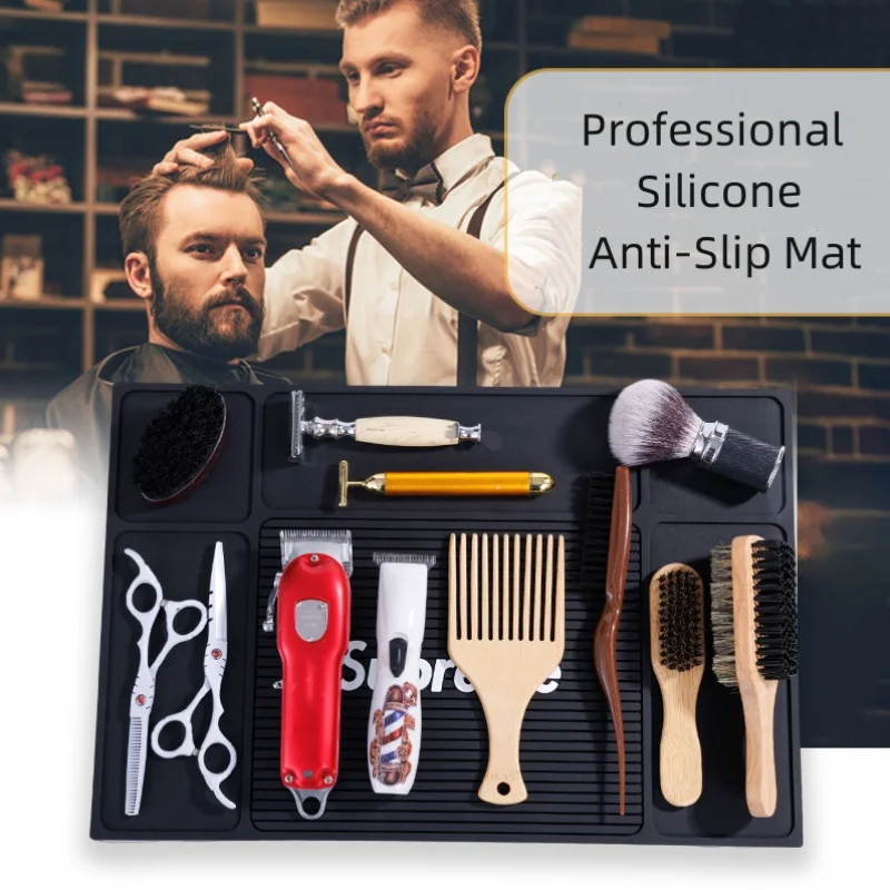 WANMEI Barbertop Salon Non-Slip Hairdressing Tool Mat Pro Hair Clippers Scissors Comb Anti-Skid Silicone Pad Haircut Tools 3