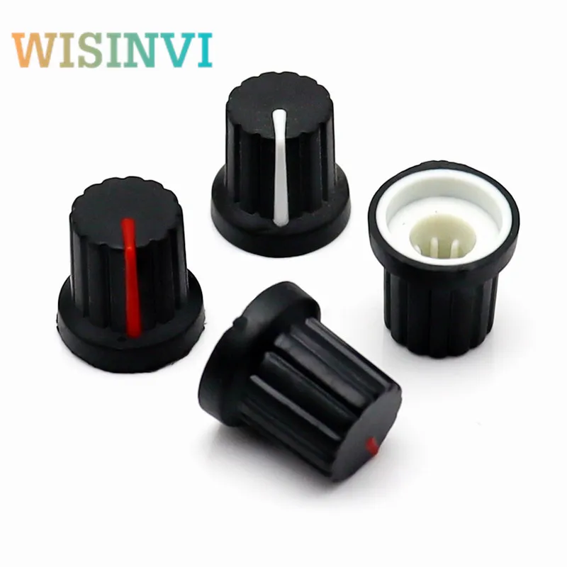 10 Stück 15 × 15 mm Gummiknopfkappe Potentiometerknopf Verstärker Audio Lautstärke elektronische Instrumente Schalterkappe Blumenförmiges Loch 6 mm – Detail 2