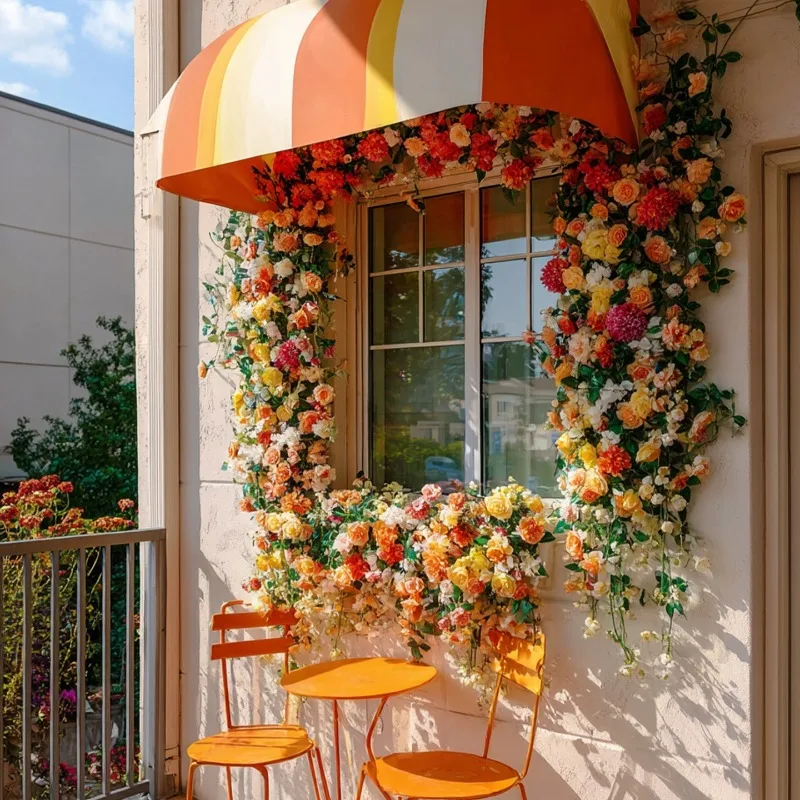 Decorative yellow spring atmosphere decoration rose bionic flower shop door landscaping