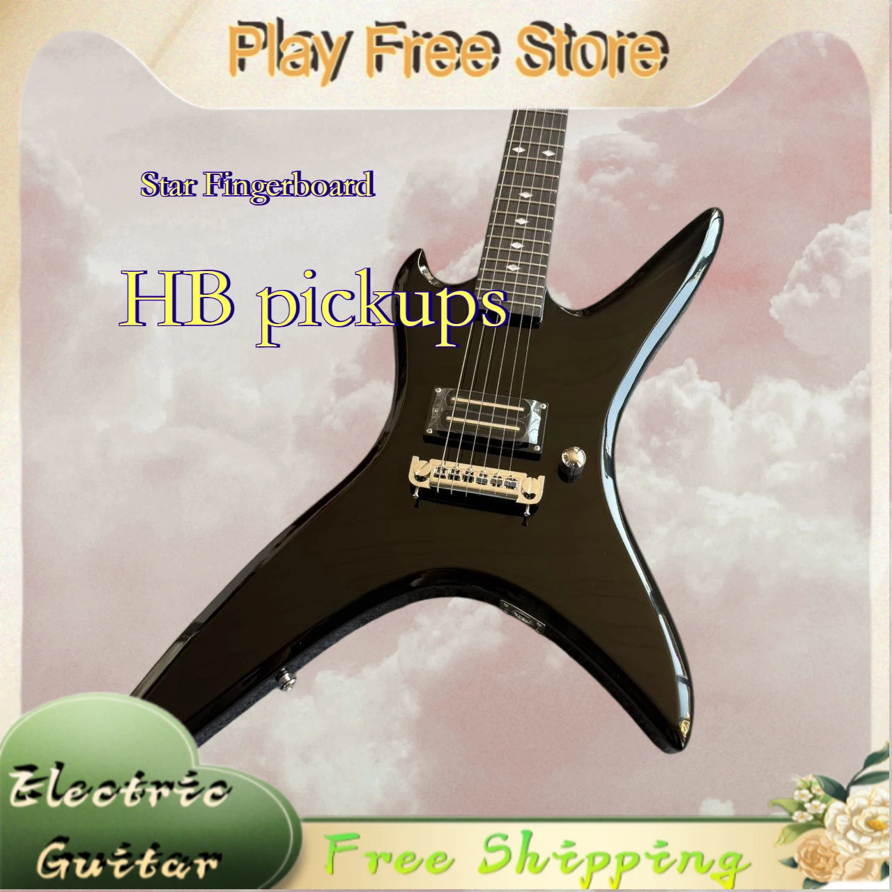 Swallowtail Star HB pickups Electric Guitar Blc Rock Little Frog Stealth Black Light Metal Music Beginner Advanced Guitar