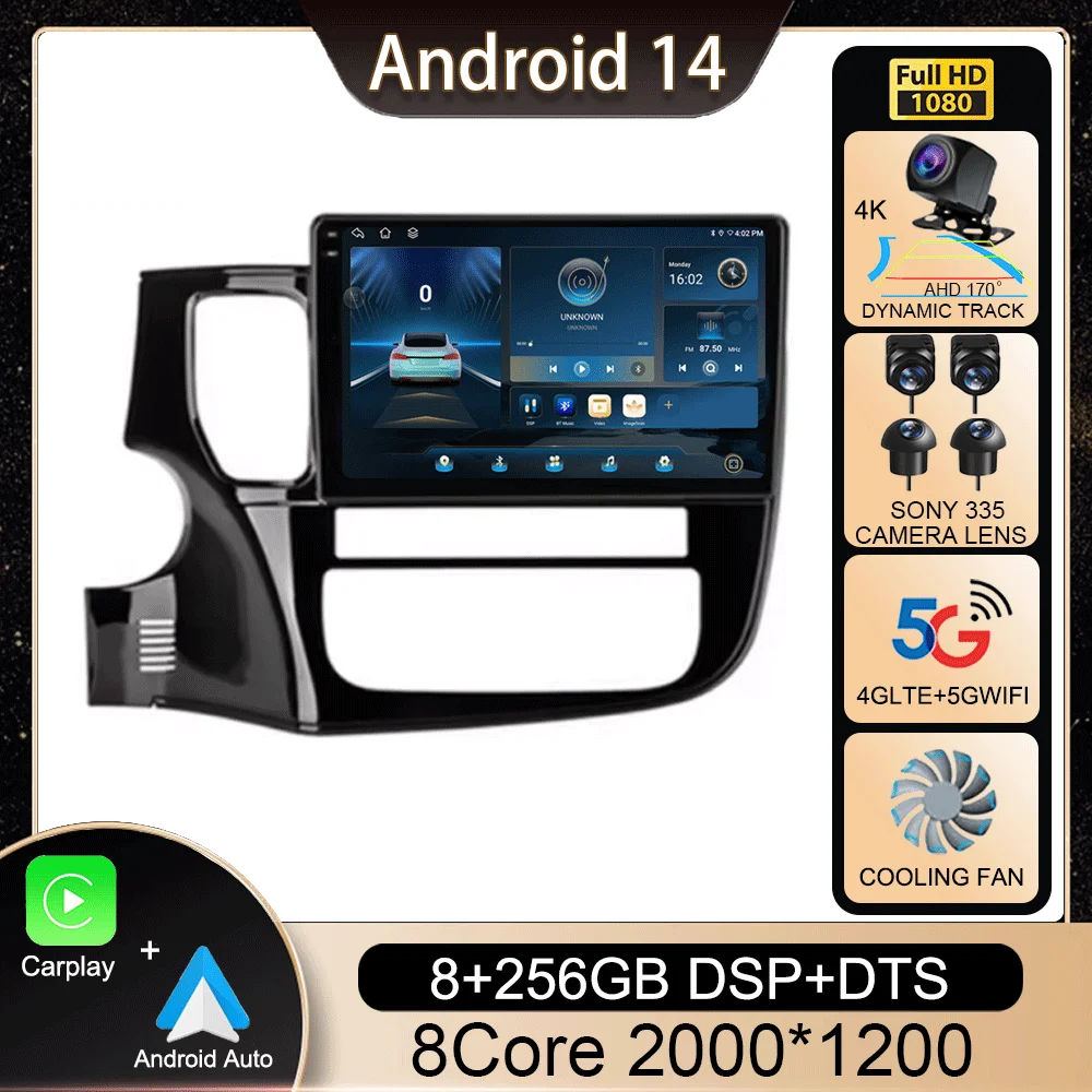 

Android 14 Auto Car Radio For Mitsubishi Outlander xl 3 2012-2018 GPS Navigation Stereo Multimedia Video Player Carplay WIFI+4G