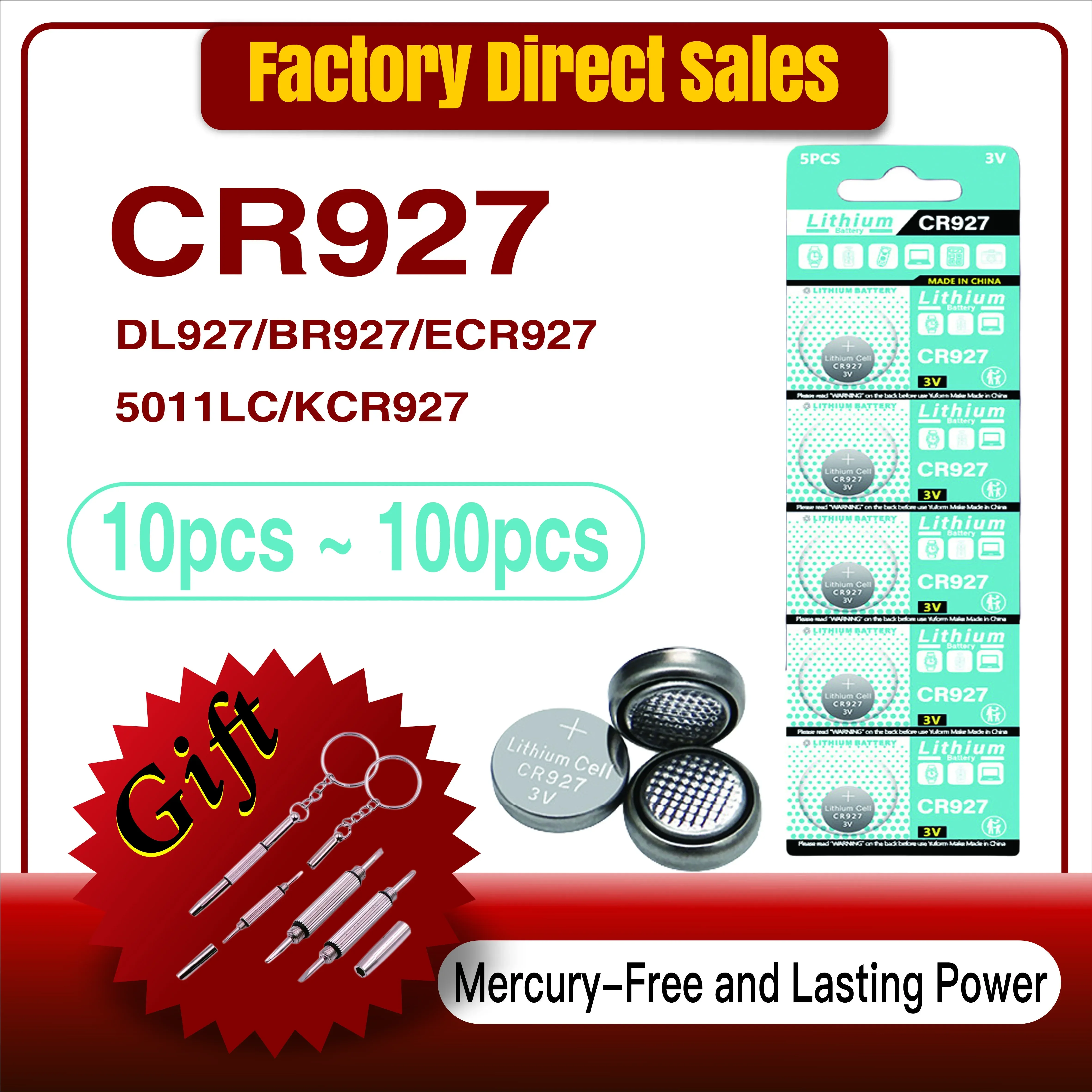 

NEW 10-100PCS 3V CR927 Lithium Button Battery BR927 ECR927 LM927 5011LC KCL927 DL927 CR 927 CR927-1W Coin Cell Watch Batteries