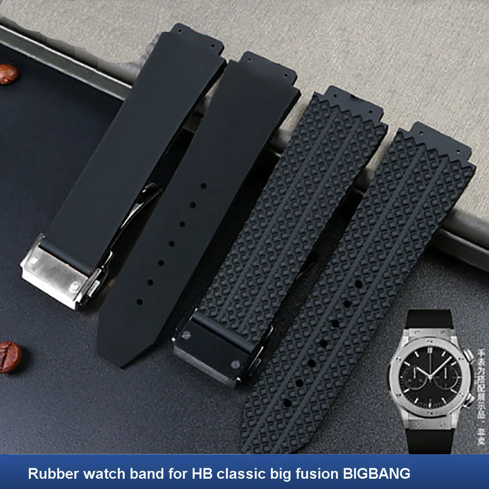 Silicone Rubber Watch Band para Homem, Pulseira Hublot BigBang, 26mm