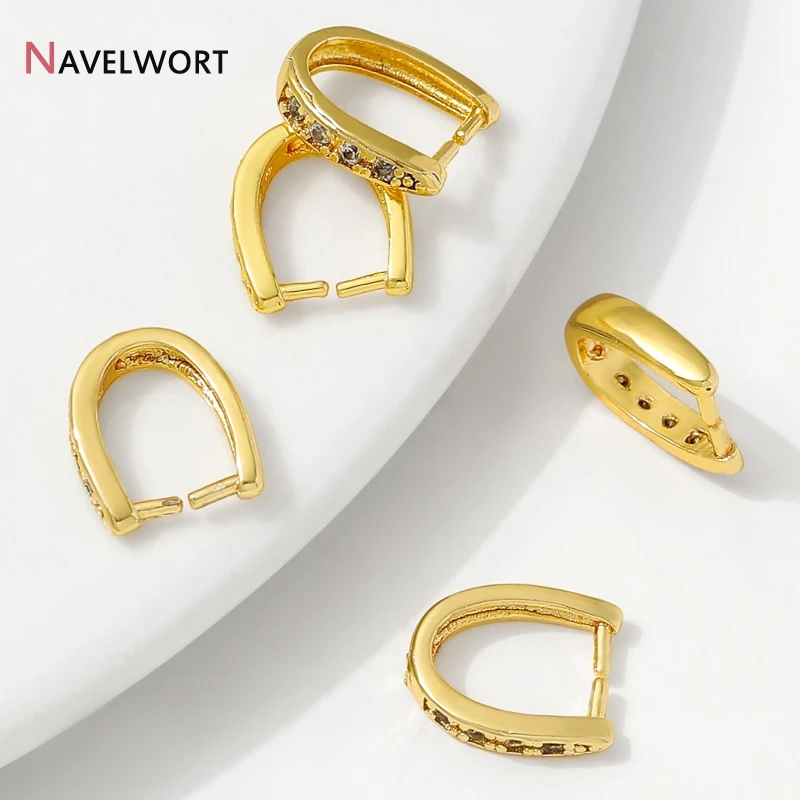 14K Gold Plated Brass Metal Inlaid Zircon Pendant Bail Hooks,Pendant Holder Bail For Jewelry Making,Jewelry Making Accessories - view 6