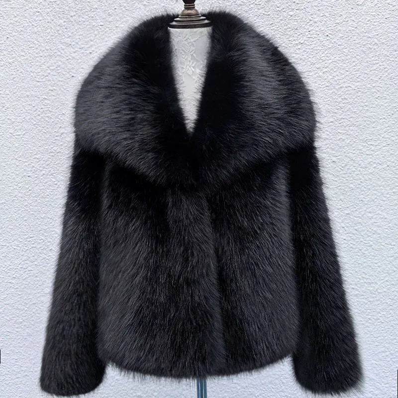 2025 New Winter Women's Fur Coat Fashion Temperament Warm Splicing Lapel Women Fur Coat Fur & Faux Fur Feminine Elegance H326