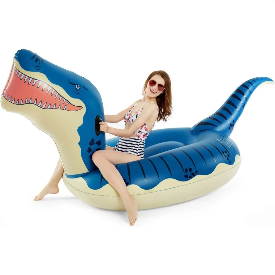

Iatable Dinosaur Swimming Pool Float for Boys Girls Adults 124'' Giant Tyrannosaurus Rex Floatie Summer Beach Ride on Party Poo