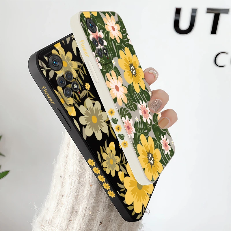 حافظة لهاتف شاومي ريدمي نوت 11T 11S 13 5G 14 Pro Plus 12S 10 Pro 10S 9S 9 غطاء مطبوع عليه زهور من السيليكون غير اللامع