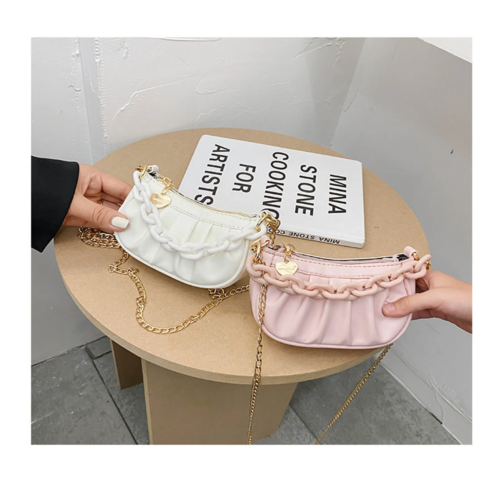 Mini Clutch Bag  For Children Single Shoulder Chain Bag Fashion Luxury Desinger PU Pleated Handbag Crossbody Bag Shopping Bag