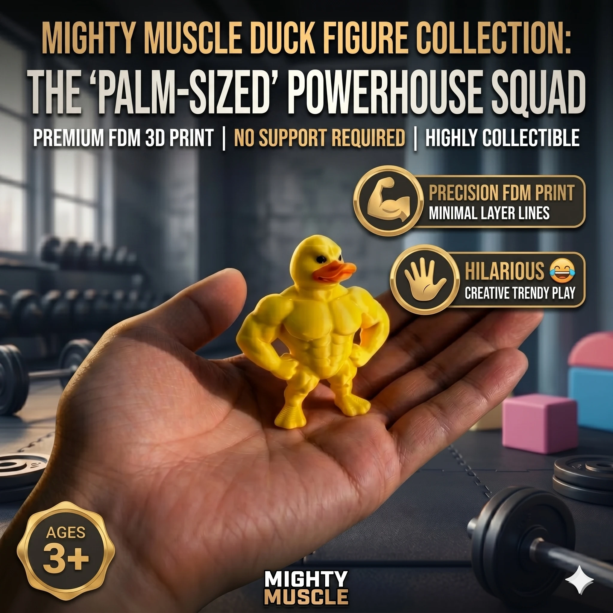 1/5 pieces - 3D printed muscle animal figurines, children's toys, including muscle duck, muscle frog, muscle dog, made of muscle plastic material, New Year's gift, funny birthday present, desktop decoration, party favor filler