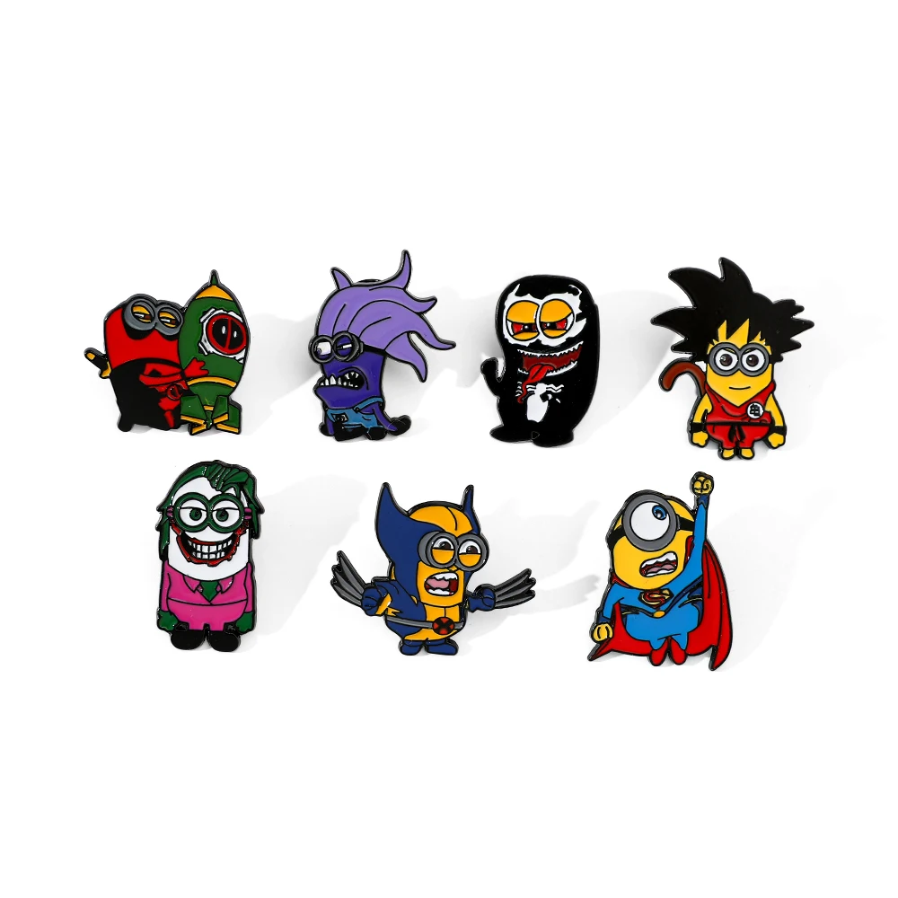 

7 шт. модная брошь в стиле аниме, индивидуальная эмалированная булавка с миньонами, металлический значок, ювелирные изделия, одежда, аксессуары для рюкзака, подарок для друзей
